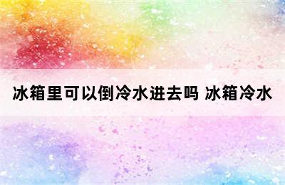 冰箱里可以倒冷水进去吗 冰箱冷水